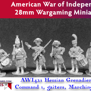 BG-AWI421 Hessian Grenadiers, gaiters, Command 1, marching (6 models, 28mm unpainted)