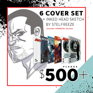 6 COVER SET + INKED HEAD SKETCH BY BRIAN
