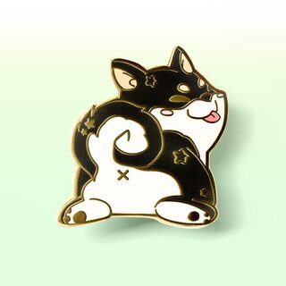 Enamel Pin Black & Tan Shiba Inu Sploot