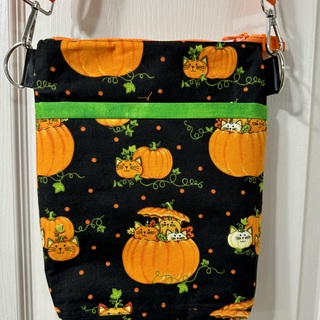 Pumpkin Cats Print Crossbody Purse