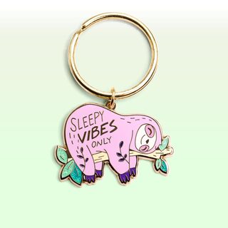 Keychain Sleepy Vibes Only Sleeping Sloth