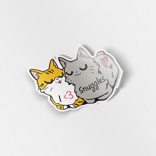 Vinyl Sticker I Heart Snuggles (Manx Cat & American Bobtail Cat)