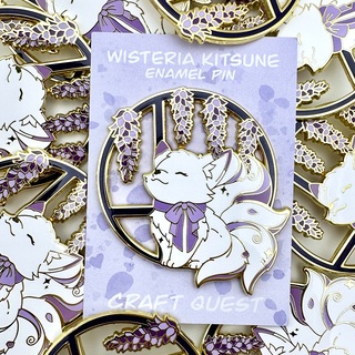 Wisteria Kitsune Pin