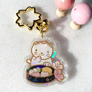 Wagashi Cat Holographic Transparent Acrylic Keychain