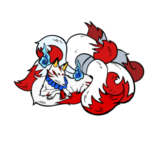 Kitsune Pin (white and red) [preorder]