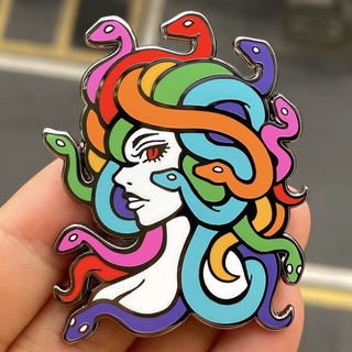 Rainbow Medusa 2" pin