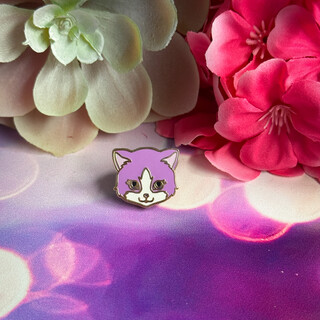 Purple Mini Cat Head Pin