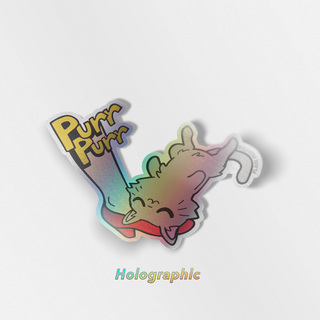 Holographic Vinyl Stickers Purr Purr Rub Rub Ver. B Version RIGHT LEG (Russian Blue)