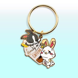 Keychain Running on Caffeine Bunnies