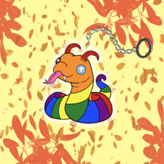 Knee high sock pride gummy snake acrylic keychain