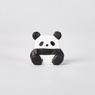 Papa Carved Wooden Square-Faced Sitting Panda