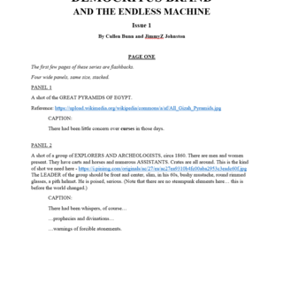 Scripts for DEMOCRITUS BRAND AND THE ENDLESS MACHINE 1 and 2 - PDF