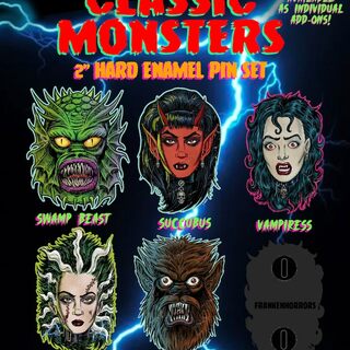 FRANKENHORRORS 2" HARD ENAMEL PIN SET