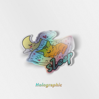 Holographic Vinyl Stickers SLEEP (Somali Cat)