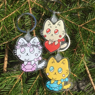 Gem cats keyring x3
