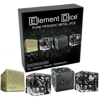 (Set G) D6 Element Dice (Tin, Yttrium, Gadolinum, Cerium)