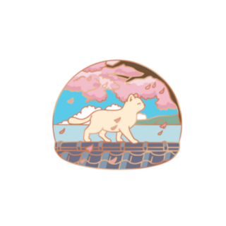Enamel Pin - sea view rooftop Cat