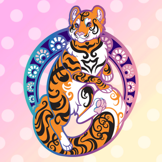 Rainbow Mucha Tiger Enamel Pin