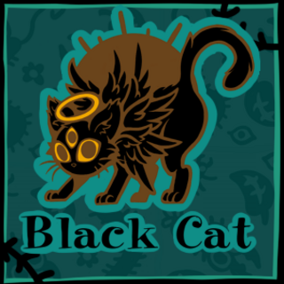Black Cat Angel Enamel Pin