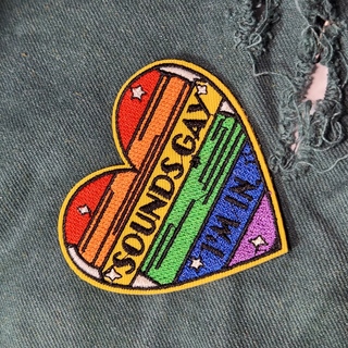 3" Iron on Patch Sounds Gay Heart