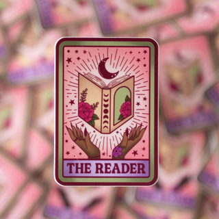 The Reader Sticker - Red (All Skin tones)  - Vinyl Sticker - 2.5"