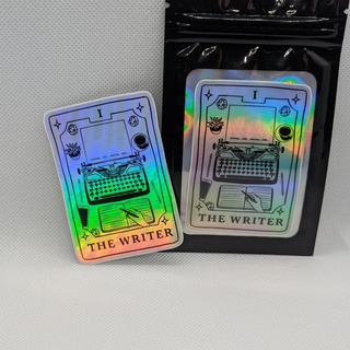 The Writer Tarot Sticker: Premium Holographic & Black Version (US, Canada, & Mexico Shipping Only)