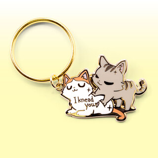 Keychain I Knead You (Turkish Van & European Shorthair Cat)