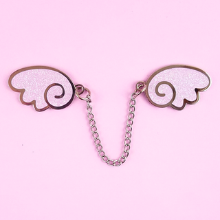 Angel Wings Silver/Glitter Lilac Enamel Pin