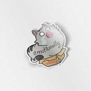 Vinyl Sticker Emotionally Fragile (Maine Coon Cat)