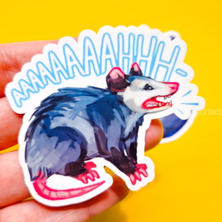 Screaming Opossum Sticker