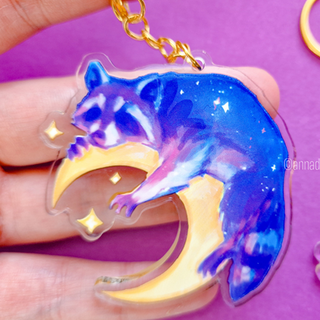 Moon Raccoon Keychain