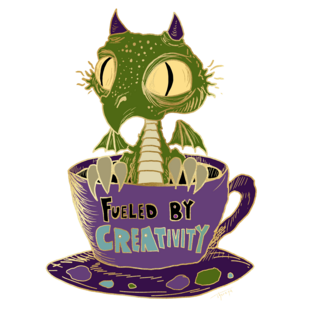 "Fueled by Creativity" derpy dragon pin