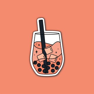 Peach Green Tea Boba Sticker