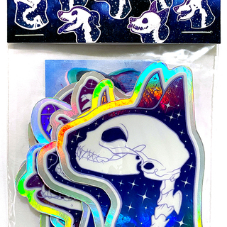Holographic Pet Skull Sticker Set (x7 stickers)