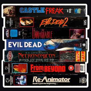 FrankenHorrors 80s HP Lovecraft Horror VHS Stack Sticker