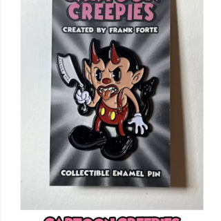 Cartoon Creepies Red Devil with a Razor 2" Soft Enamel pin