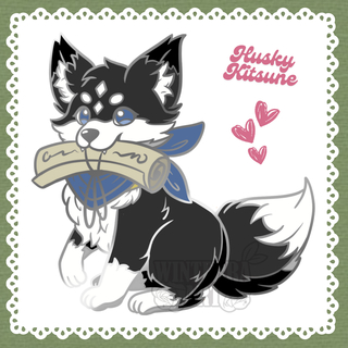 New Adventure Buddy Pin: Husky Kitsune (1.75”)