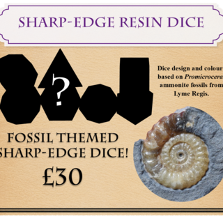 Fossil-themed sharp-edge resin dice