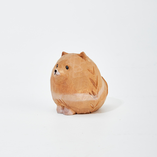 Pogo Carved Wooden Rounded Pomeranian Dog