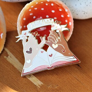 Fake dating enamel pin