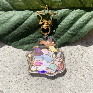 Wizard Whale And Owl Holographic Transparent Acrylic Keychain