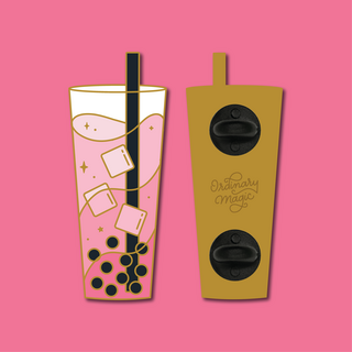 Strawberry Milk Boba Enamel Pin