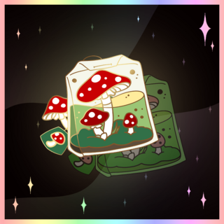 Enamel Pin - Mushroom Tea Bag (Glow in dark)