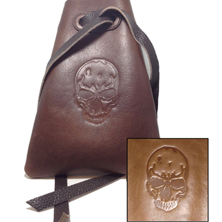 Skull - Leather Dice Bag