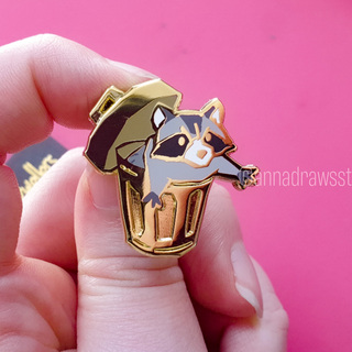 Raccoon In Trashcan Pin