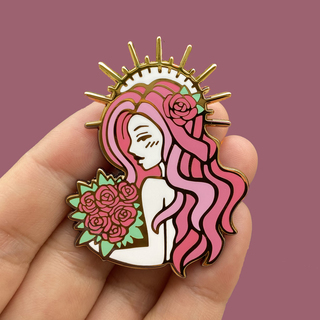 Persephone White/Gold 2" Pin