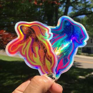 Betta Fish holographic stickers