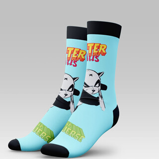 Blue 'Peter Kills the Metaverse' Socks