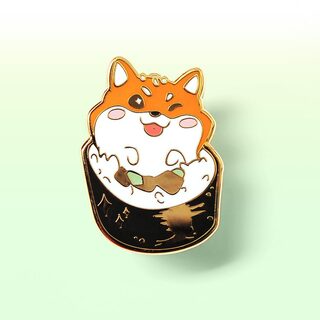 Enamel Pin Red Shiba Inu Maki Sushi Roll