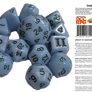 Misty Step DCC 14 dice set plus DCC/5E magic item PDF for Anklet of Aqueous Translocation